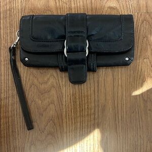 Black Women's Wristlet Clutch - Classic Leather Style used
